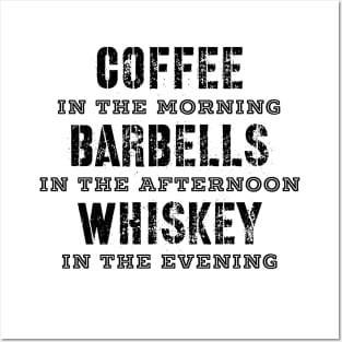 Funny Coffee Barbells and Whiskey Quote Posters and Art